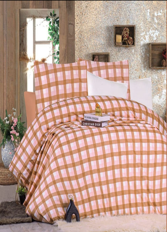 مفرش سرير قطن منقوش  4 قطع