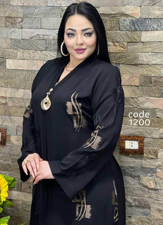 عباية خليجي سوداء  حرير خروج حريمى كود 1200
