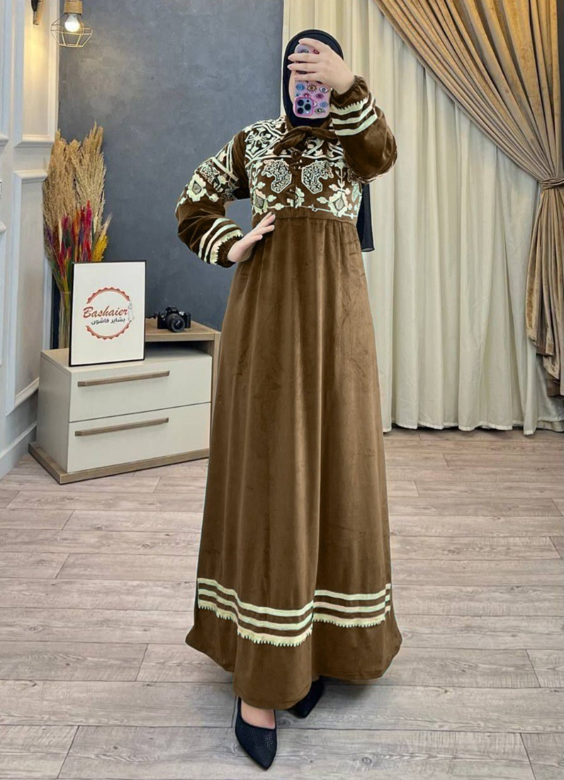 عباية بيتي شتوي قطيفة 6063