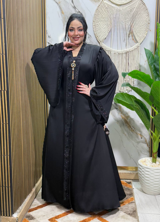 عبايه حرير كوري تطريز أوليه استرس حريمى كود 232