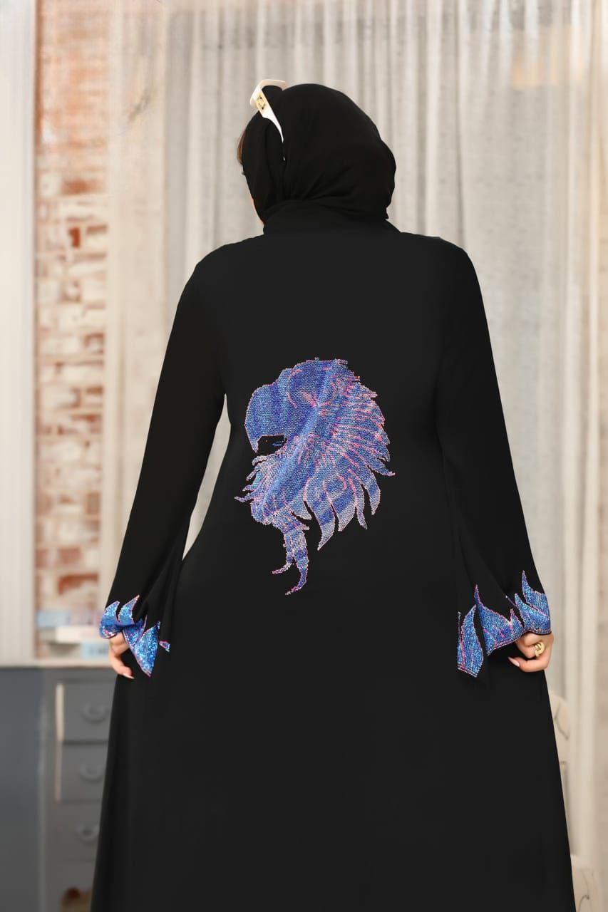 عباية خليجي سوداء  حرير كام ليز استرس كود 1007