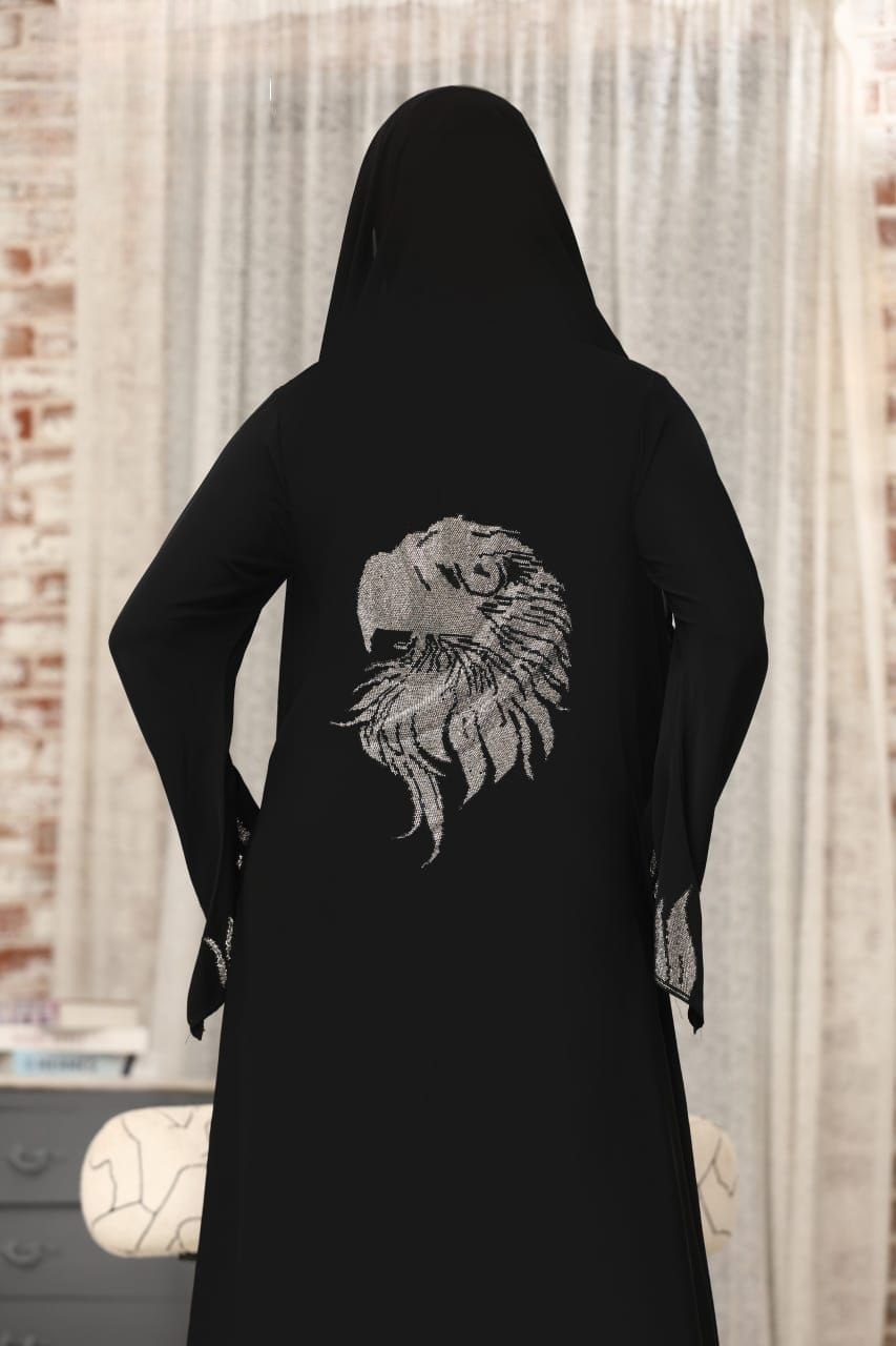 عباية خليجي سوداء  حرير كام ليز استرس كود 1007