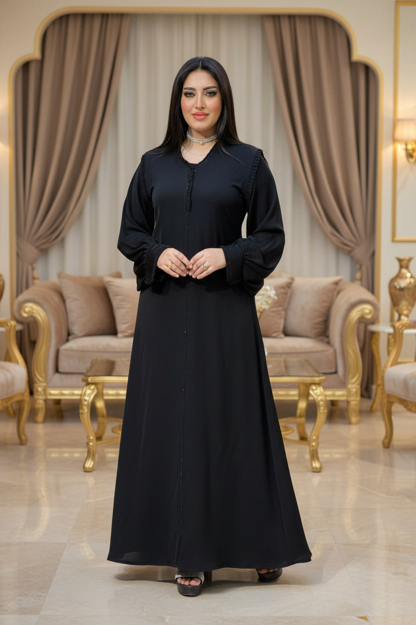 عباية خليجي سوداء  حرير كام ليز استرس كود 895