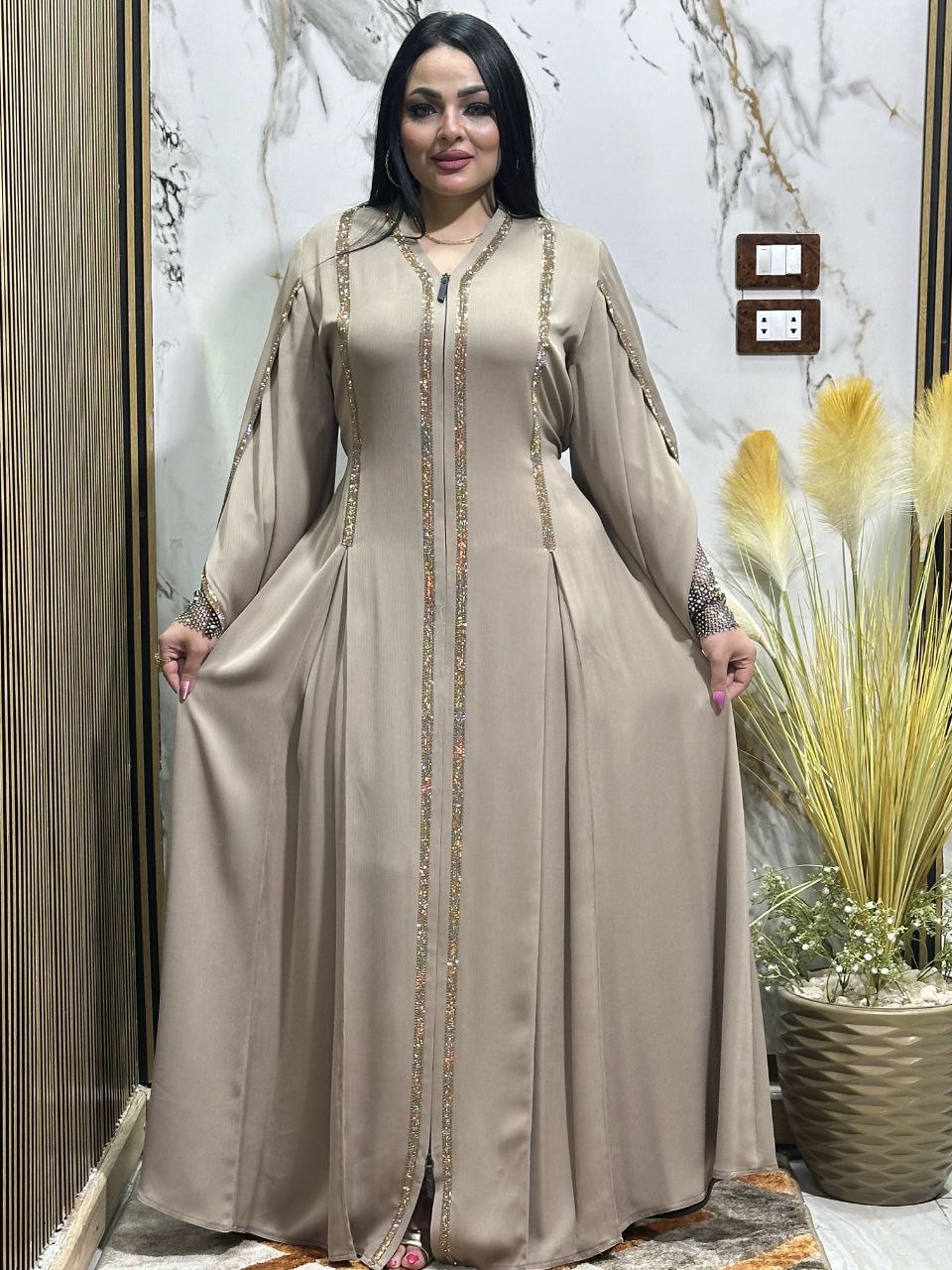 عبايه كريشه كام شبك سلكون  حريمى كود 1115