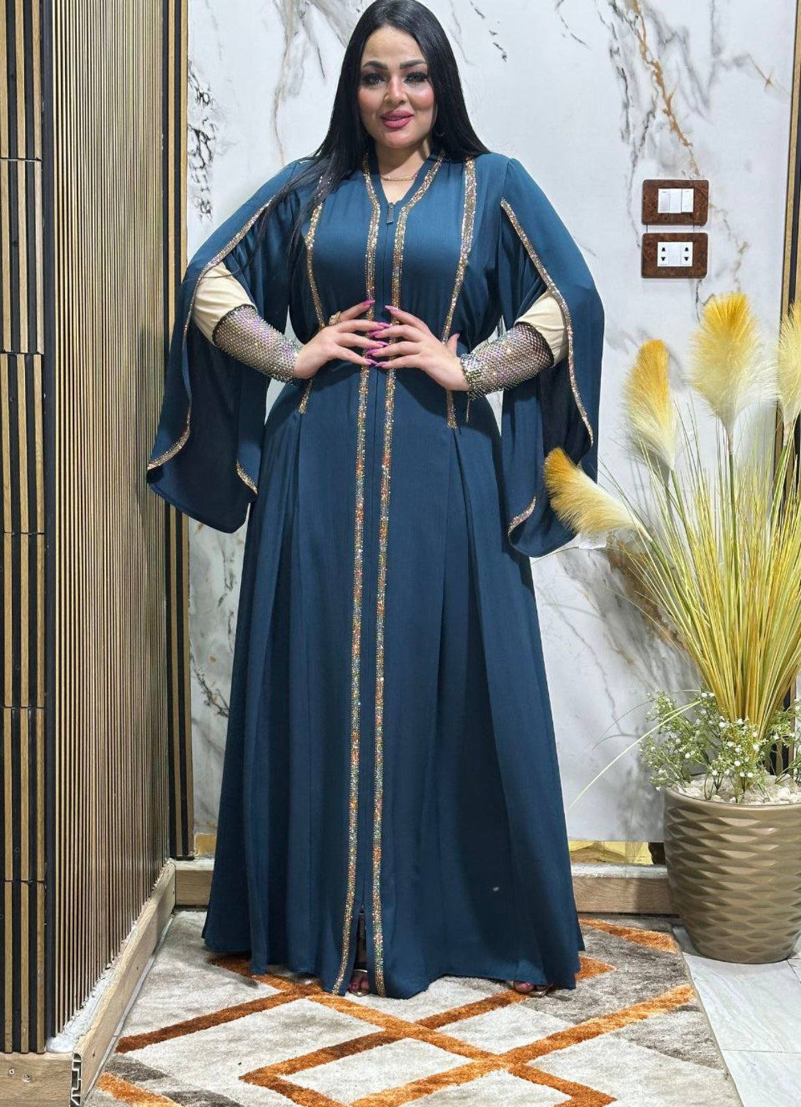 عبايه كريشه كام شبك سلكون  حريمى كود 1115