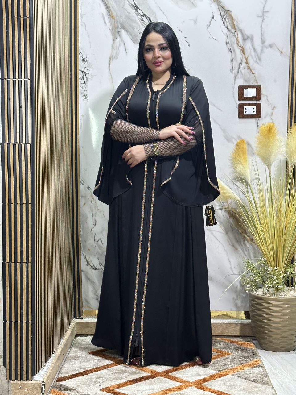 عبايه كريشه كام شبك سلكون  حريمى كود 1115