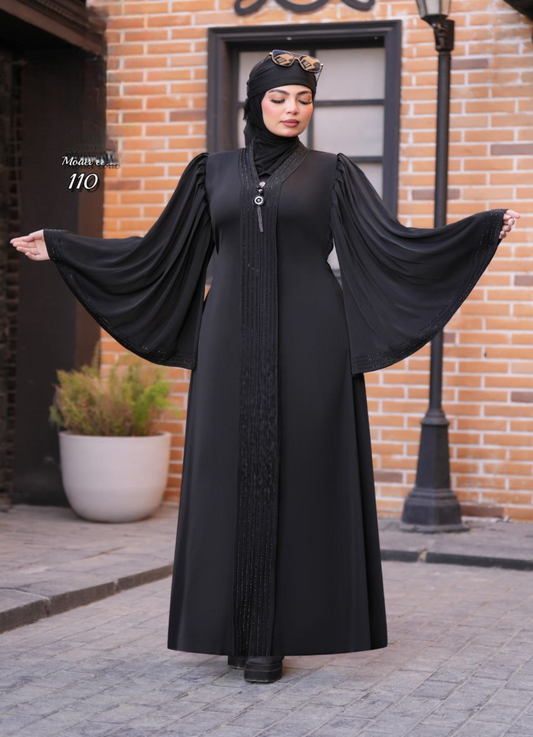 عبايه حرير كوري تطريز أوليه استرس حريمى كود 110