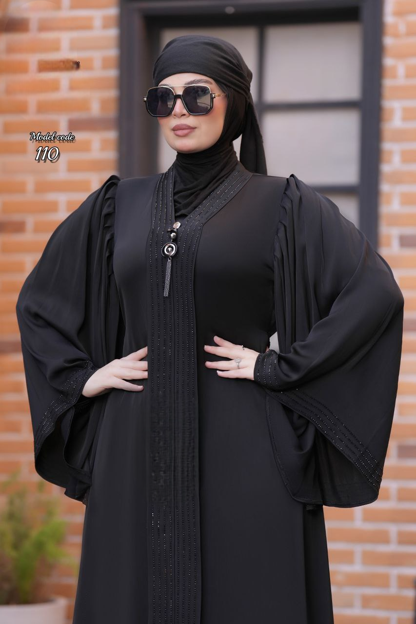 عبايه حرير كوري تطريز أوليه استرس حريمى كود 110