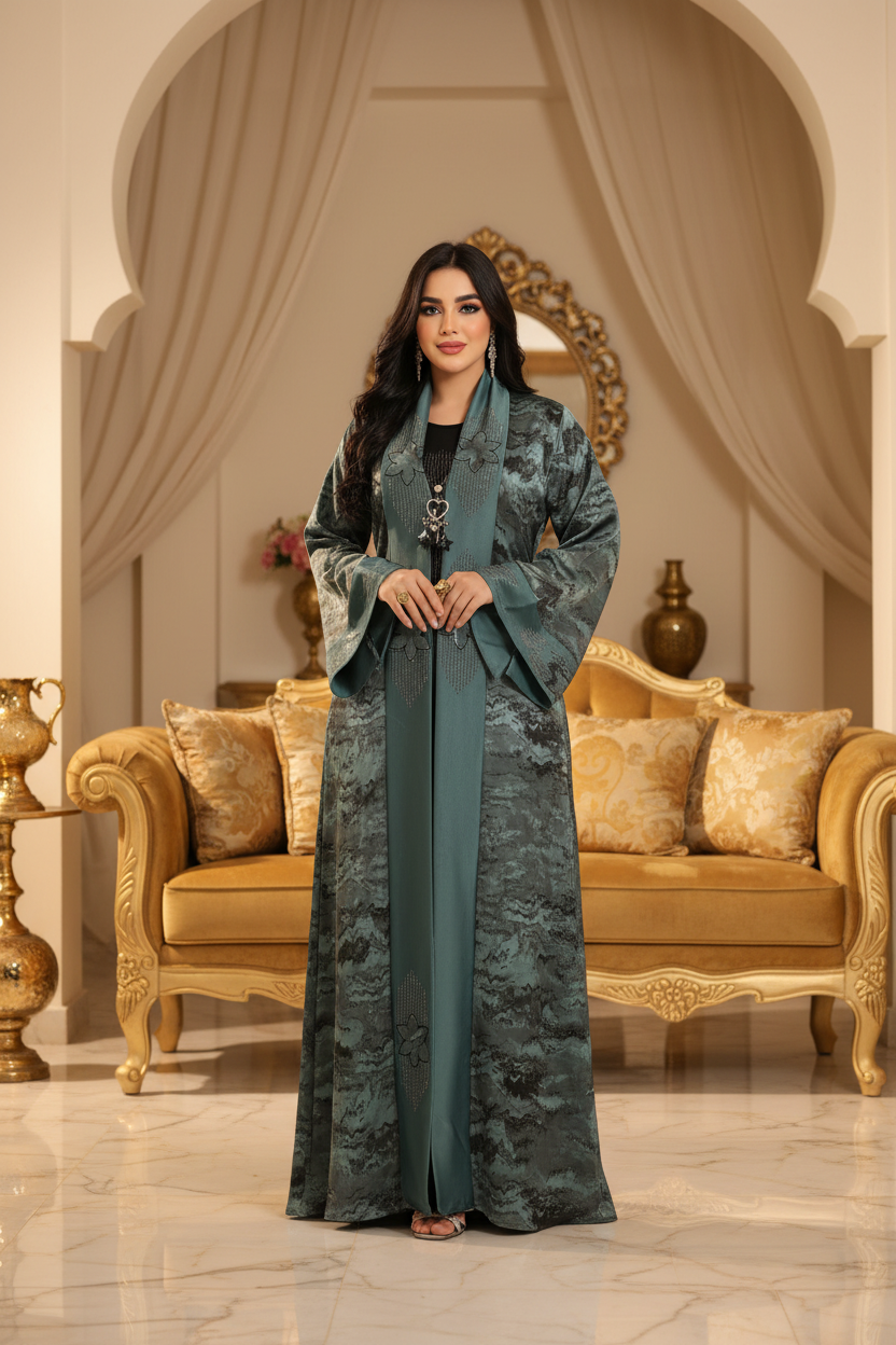 عباية خليجي حرير خروج حريمى كود 555
