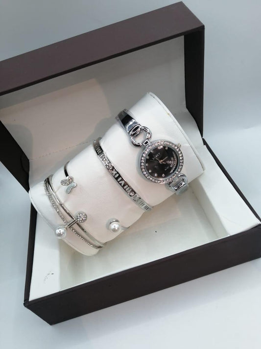 مقاومة للماء بضمان سنه R5057طقم ساعة حريمي