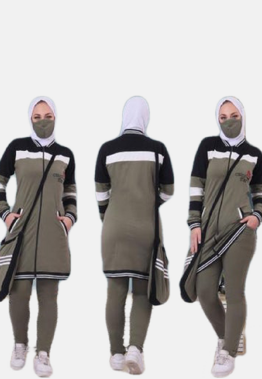 طقم محجبات كود 912 زيتي