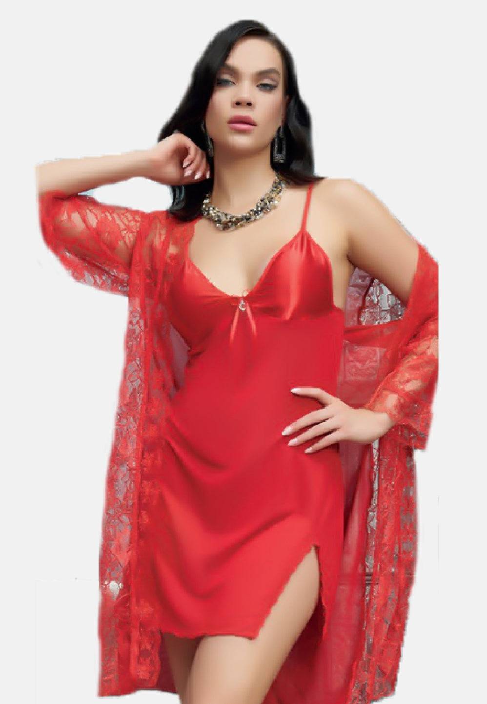 لانجيري 2 قطعة ستان 8033