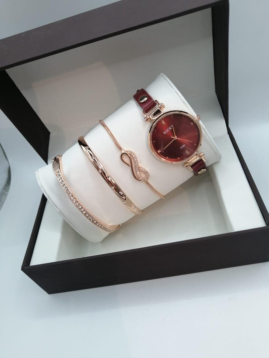 مقاومة للماء بضمان سنه R5051 طقم ساعة حريمي