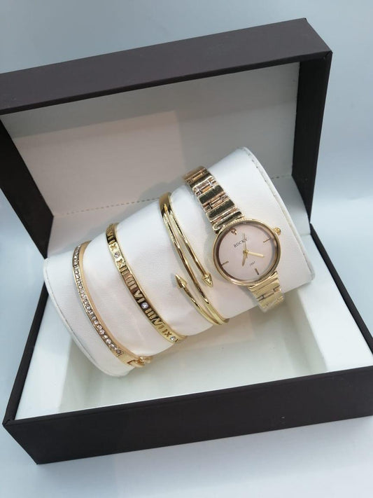 مقاومة للماء بضمان سنه R5058طقم ساعة حريمي