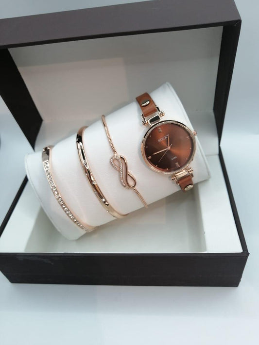 مقاومة للماء بضمان سنه R5052 طقم ساعة حريمي