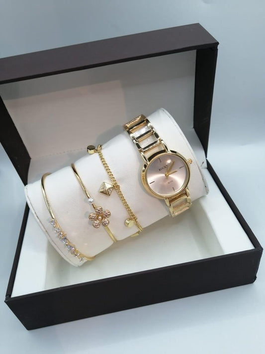 مقاومة للماء بضمان سنه R5061طقم ساعة حريمي