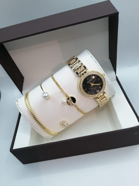 مقاومة للماء بضمان سنه R5056طقم ساعة حريمي