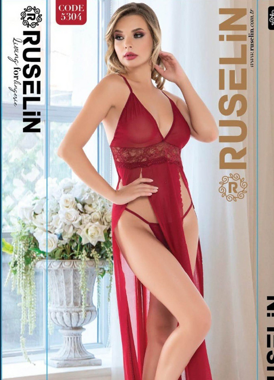 لانجيري ناعم  تركي طويل احمر مثير 5304 من لبسي
