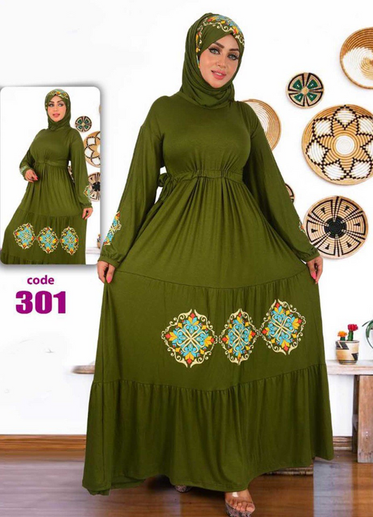 فستان محجبات 301 زيتي من لبسي
