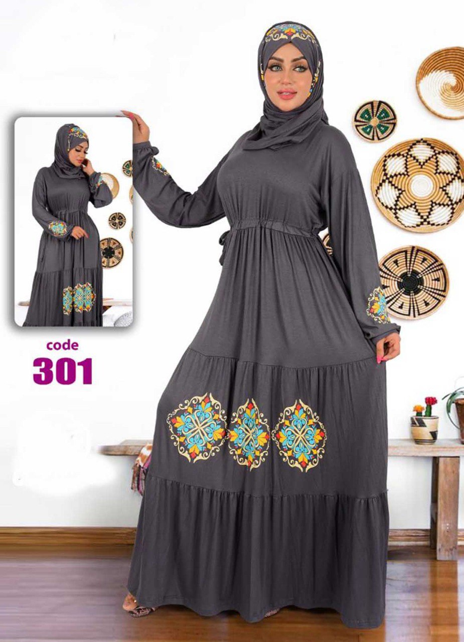 فستان محجبات زبده كود 301 رمادى